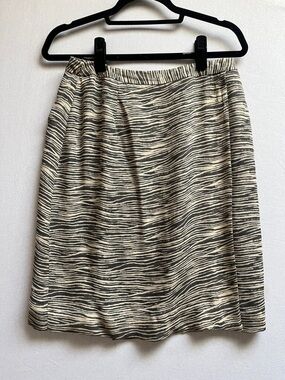 Rena Rowan 100% Silk Zebra-Print A-Line Skirt Sz 12